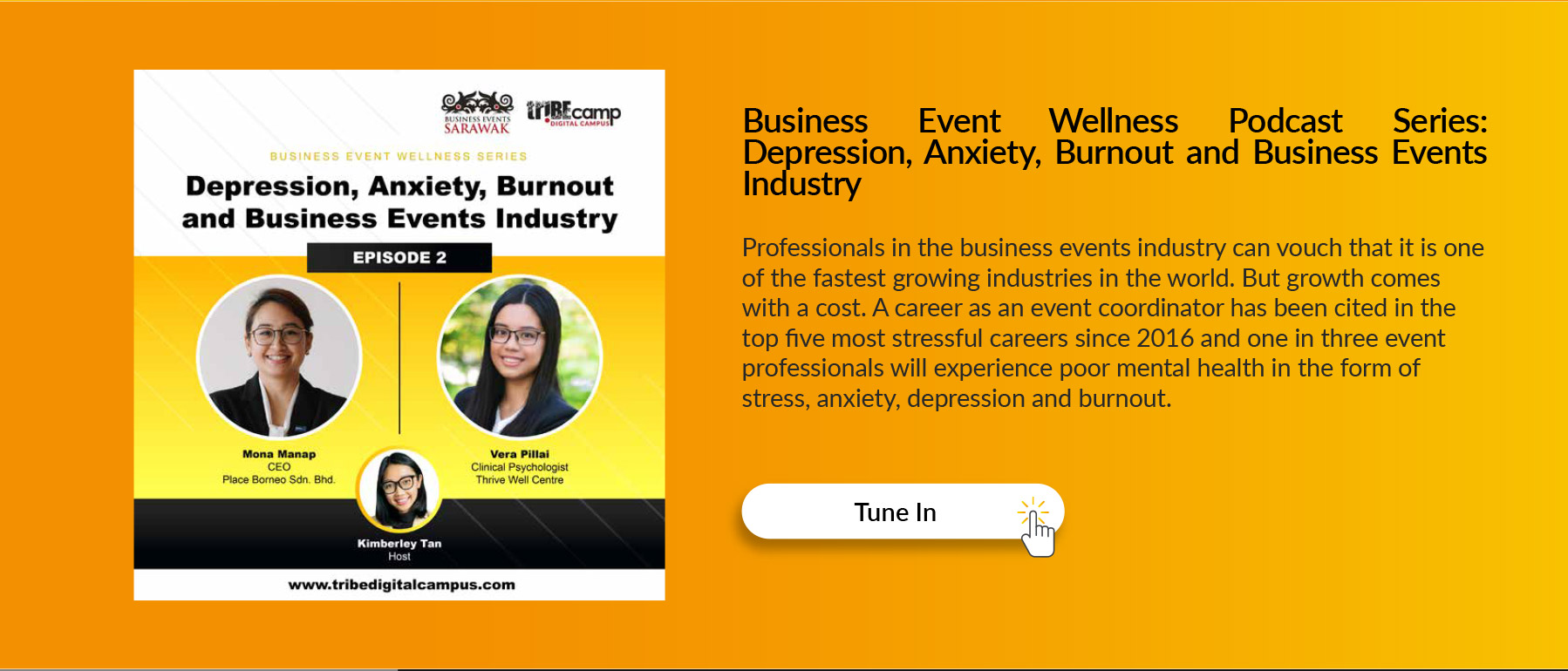Business Event Wellness Podcast Series: Depression, Anxiety, Burnout and Business Events Industry